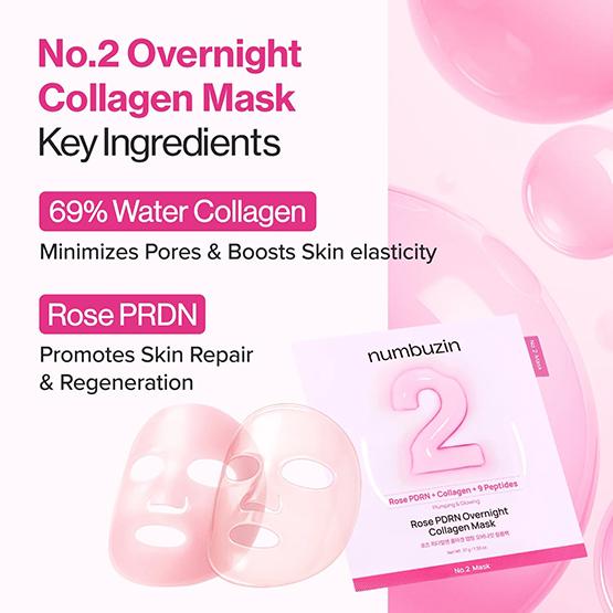 NUMBUZIN No.2 Rose PDRN Overnight Collagen Mask 37g*4EA