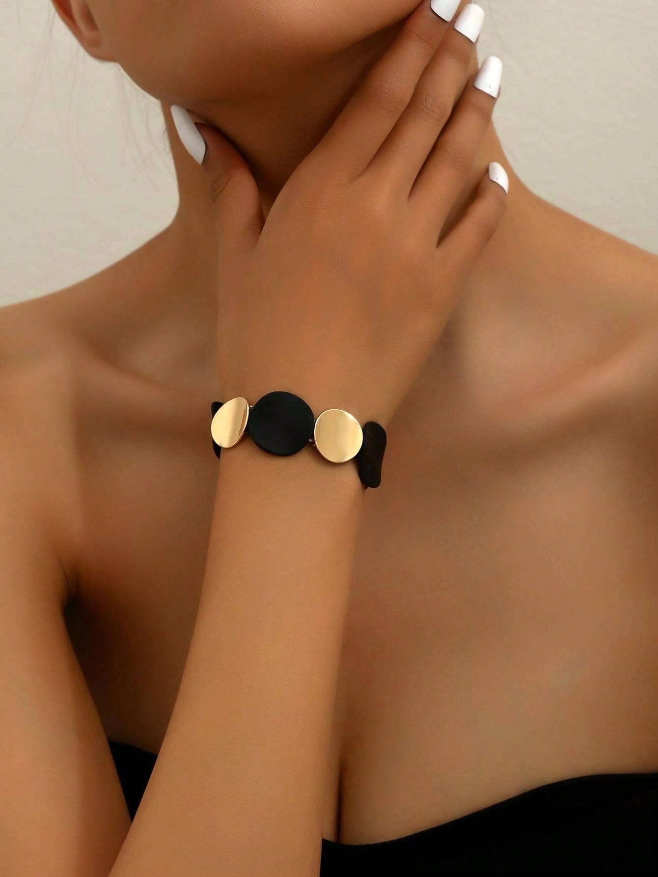 

1 модный простой круглый браслет чёрный