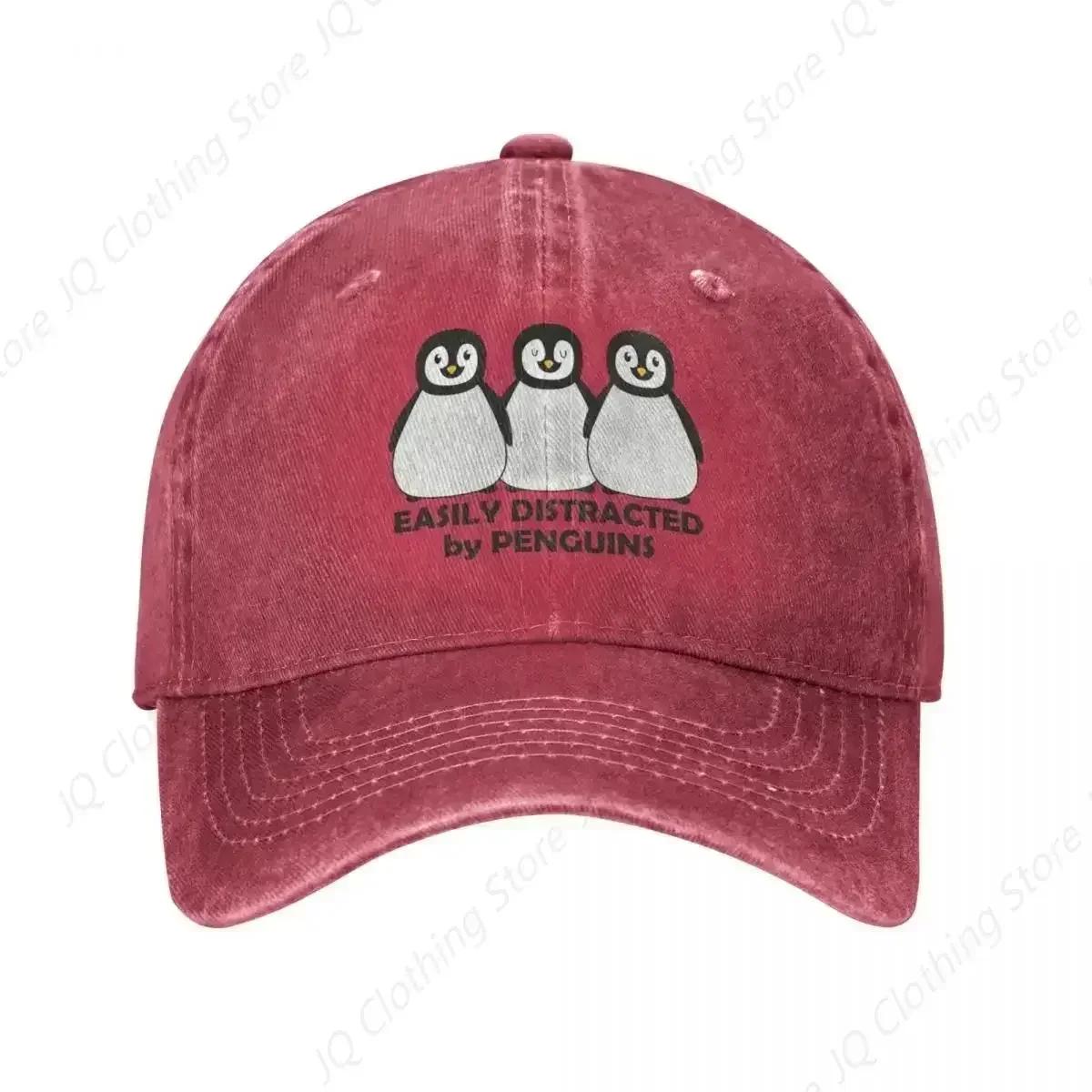 Easily Distracted by Penguins Cowboy Hat fashionable Trucker Hats Outdoor All Seasons Travel Adjustable Cap Fit WoUnisex Unisex Adjustable