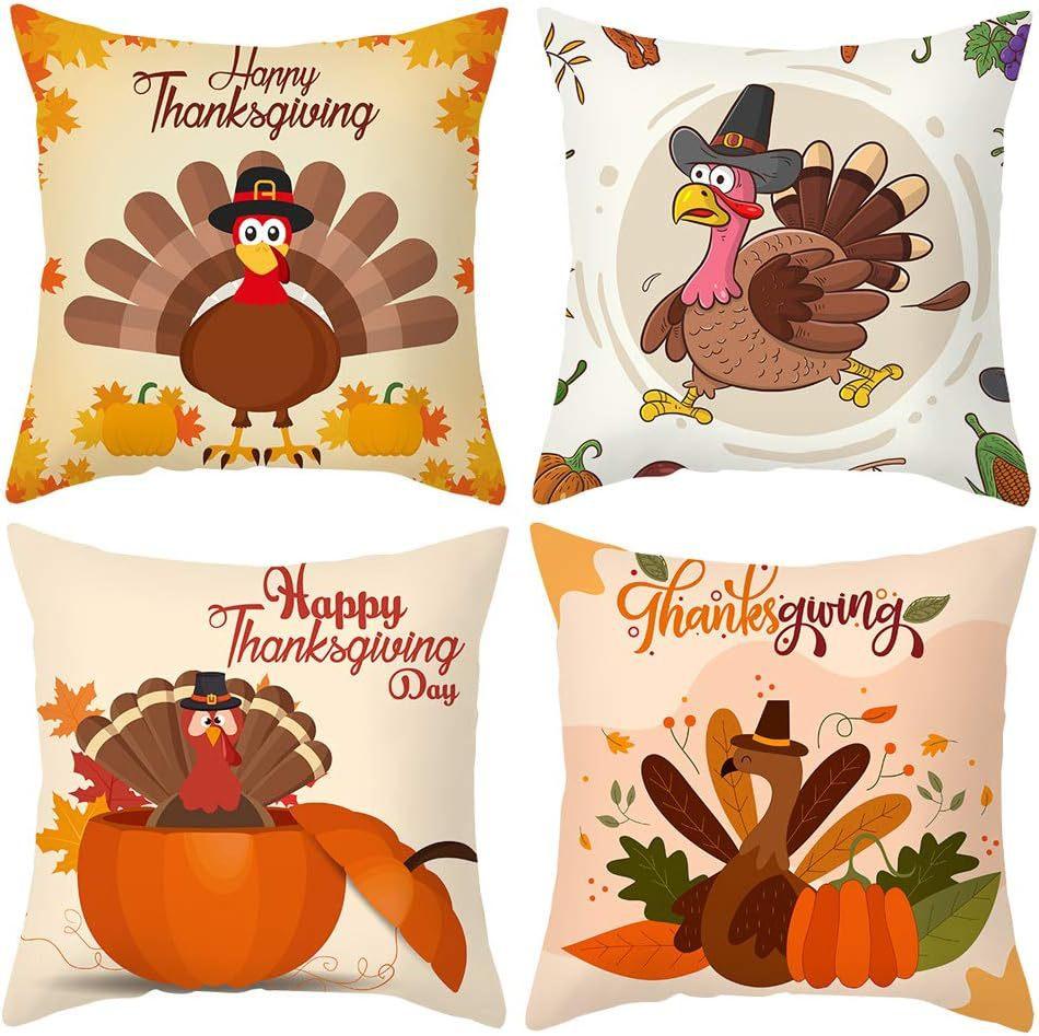 Autumn Pumpkin Maple Leaf Letter Printed Linen Pillow Case Thanksgiving Ambience Decorative Living Room Sofa Backrest Cushion