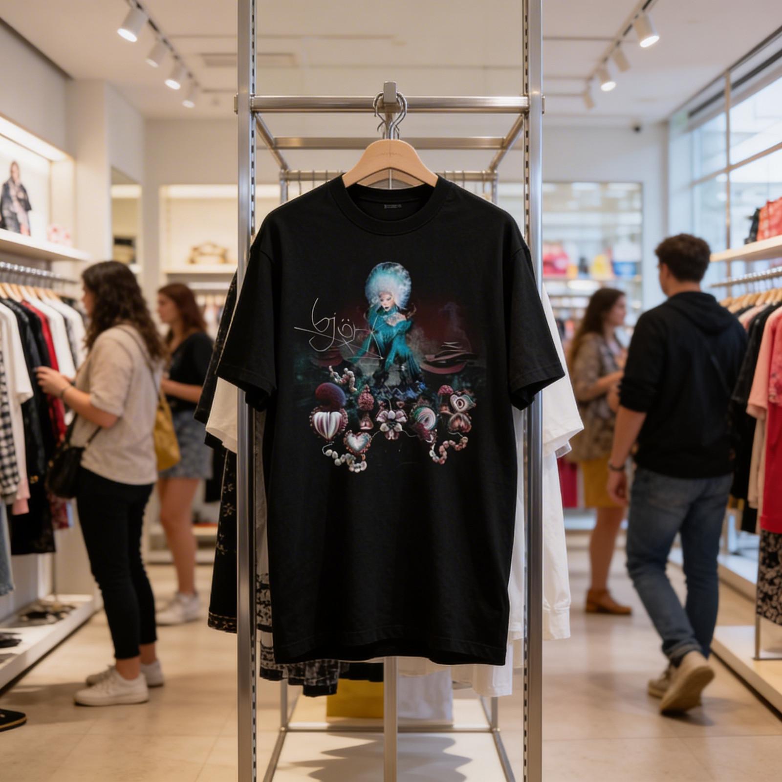 New Björk bjork Fossora tour shirt Cotton Gift Fans Black All size L