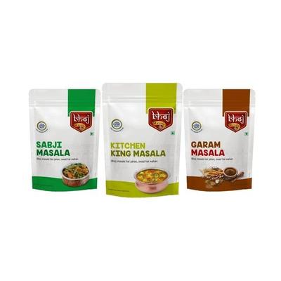 Bhoj Masale Sabji, Kitchen King a Garam Masala Prášek Kombinované Balení 200g Každý | Aromatické Koření pro Chutné Indické Vaření ( Přátelský k džinům)