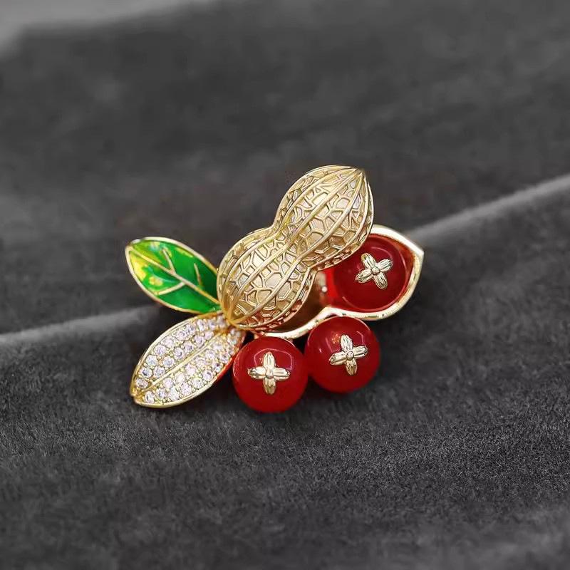 

Роскошная женская брошь «Китайская хурма»: Изысканная брошь-бутоньерка с дизайном «Арахис и Жуи»