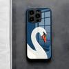 White Swan Illustration Phone Case For IPhone 17 Air 16 E Pro Max 15 14 13 Mini 12 Pro 11 Max Plus Black Glass Cover