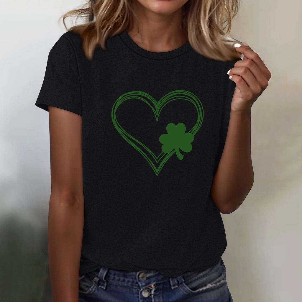 Women's T-shirt Casual Loose St. Patrick's Day Printed Crewneck Pullover Short-sleeved Top