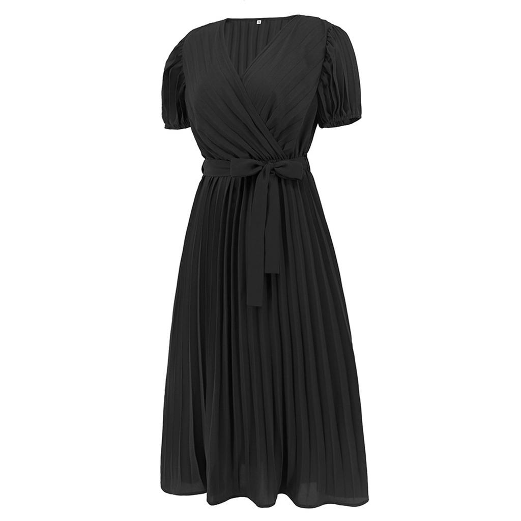 Women's V Neck Short Sleeve Patchwork Cake Dress Casual Dress Commuting Dress