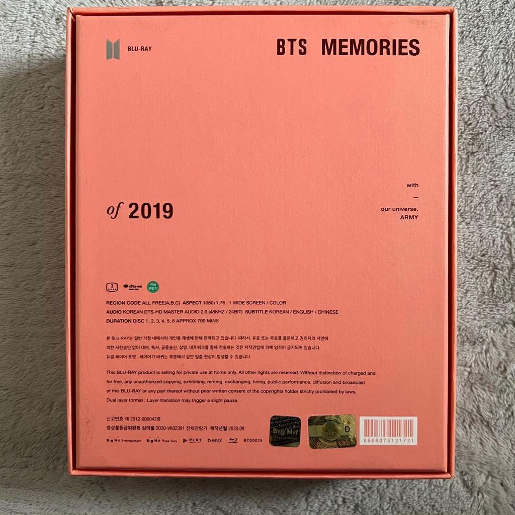 [USED] BTS MEMORIES of 2019 Blu-ray Price Reduced