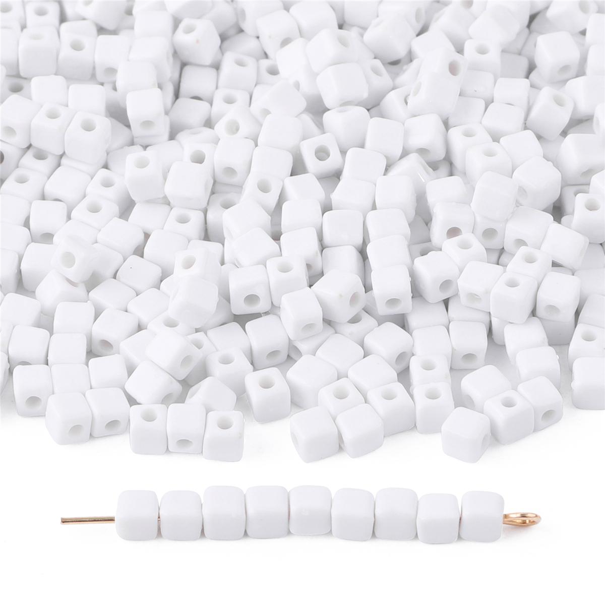 

500 г Яркие цвета макаронс Весна/Лето Пластиковые Акриловые Кубические Квадратные Бусины для Браслета Ожерелья Брелока DIY Изготовление Ювелирных Изделий 6x6mm белый