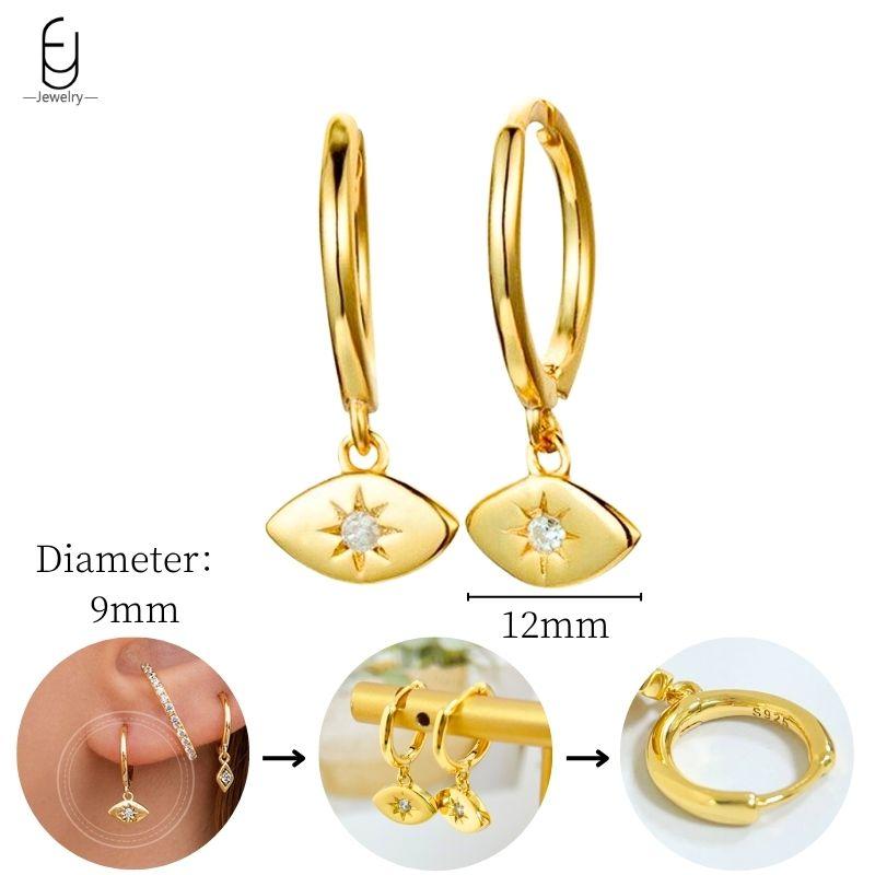 925 Sterling Silver Needle Vintage Heart/Shell Pendant Earrings Round/Square Plate Hoop Earrings for Women Party Fashion Jewelry