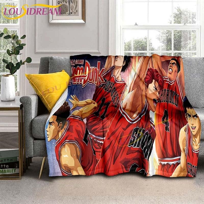 SLAM DUNK Blankets Slam Dunk Sakuraqi Flannel Blankets 3D Cartoon Throw Blankets for Bedroom Sofa Travel Camping Warm Blankets