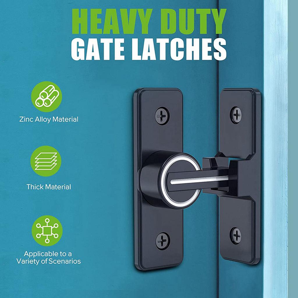 A84E-Barn Door Lock Hardware, 90 Degree Heavy Duty Gate Latches Flip Latch Safety Door Bolt Latch Lock 2 Pack