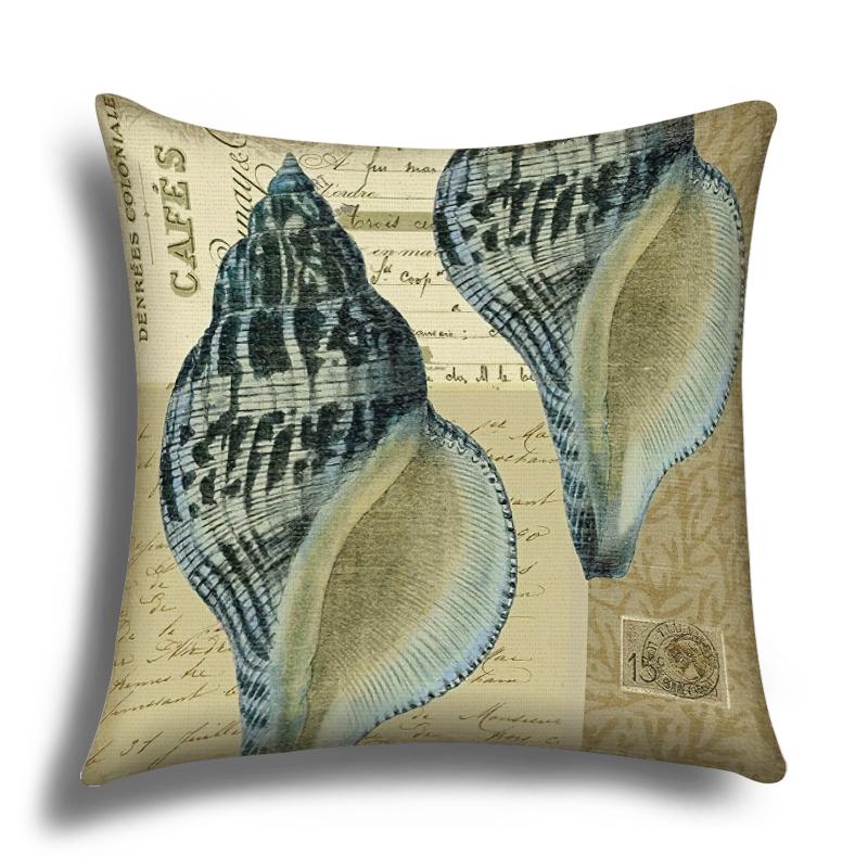 Linen Pillowcase, Marine Life Printing Cushion Cover 40x40 50x50 60x60, Suitable for Bed Car Sofa, Pattern Can Be Customized