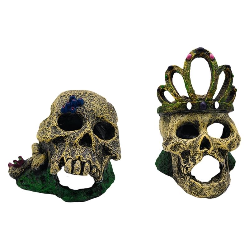 Skull Head Aquariums Decoration Personality Aquascaping Ornaments Hide Cave for Distinctive Aquariums Environment