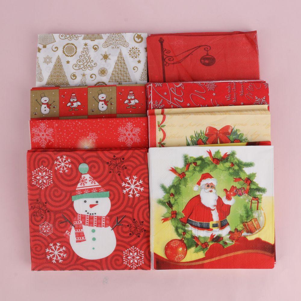 Party Supply Table Decor Santa Claus Printing Paper Napkin Christmas Decoration Serviette Towel