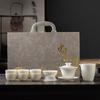 White porcelain Kung Fu tea set gift box high-end travel tea set cover bowl teacup suet jade