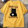 Kaffe baklänges Katt T-shirt Rolig Söt Grafisk T-shirt Sommar Unisex Bomull ONcek T-shirt Oversized Unisex Kläder oversized