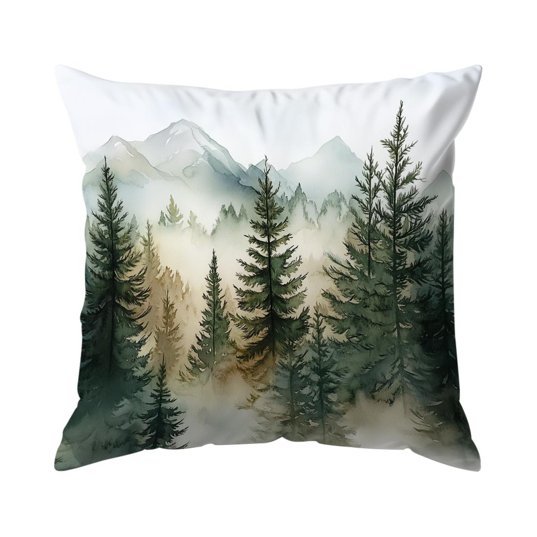 1/4 stuks Bos Aquarel Schilderij Kussens Kussensloop Polyester Kussenhoes Sierkussen Kussenhoes Huis Auto Bank Decor 45x45cm gray