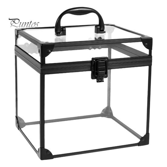 

Прозрачный футляр для косметики с ручкой и замком, органайзер для всякой всячины, усиленные углы, водонепроницаемый, пылезащитный, контейнер для хранения косметики, органайзер для предметов первой необходимости L