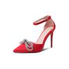 Spring /Autumn  Women 'S Shoes Fashion Butterfly -Knot Narrow Band Bling Patchwork Cross -Tied Pointed Toe Pumps