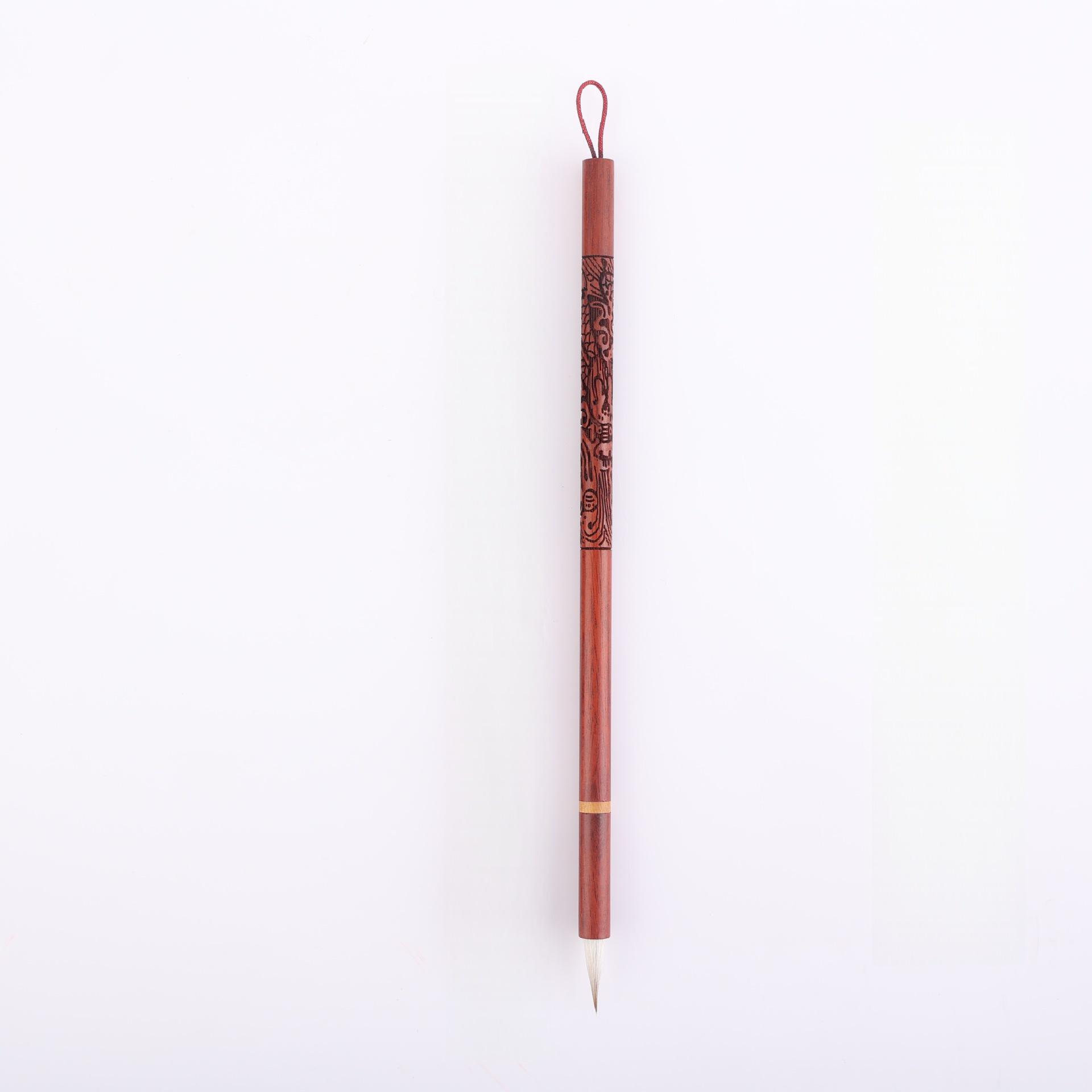 Dragon-Carved Wolf Hair Calligraphy Brush for Small Regular and Running Script by Erwang Zhao Mengfu
