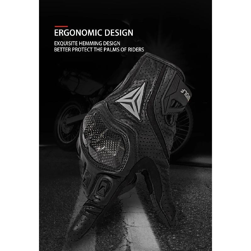 Motowolf Sheepskin Motorcycle Gloves Men Women Summer Breathable Leather Racing Riding Gloves Touchscreen Protective Gear