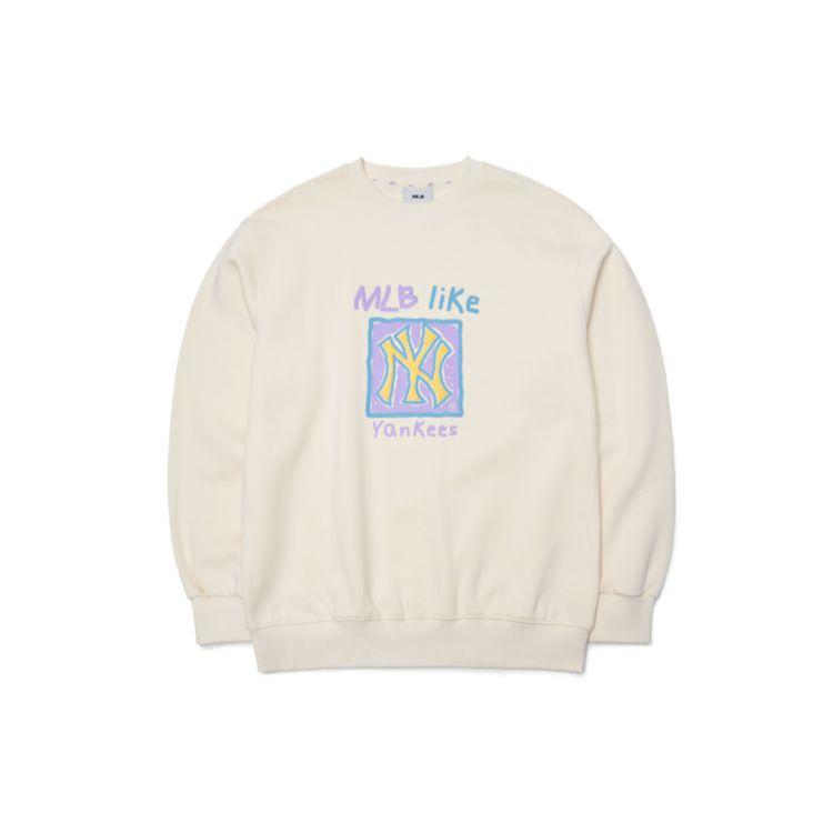MLB New York Yankees Bluza z nadrukiem litery Okrągły dekolt Unisex Bluza Beżowy 3AMTL6116-50CRS