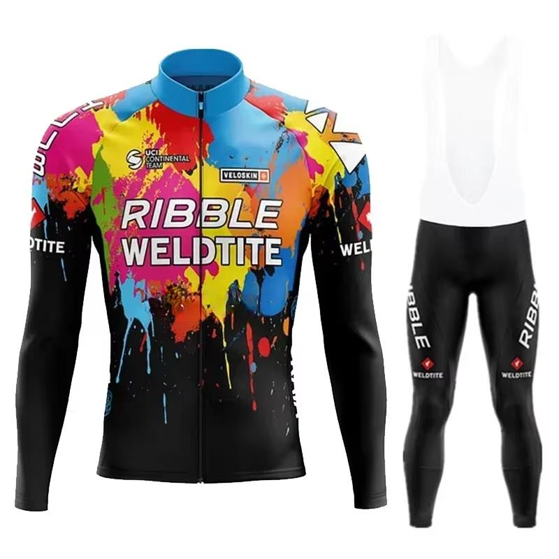 2026 White  Cycling Jersey Set Ribble Weldtite Cycling Clothing Autumn Men Road Bike Shirt Bicycle Tights Mtb Maillot Culotte