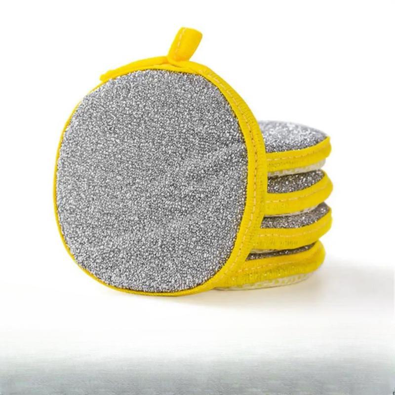 

6 шт. двухсторонняя губка для мытья посуды, кастрюля, губки для мытья посуды, бытовые чистящие средства, кухонная посуда, щетка для мытья посуды yellow-1pcs