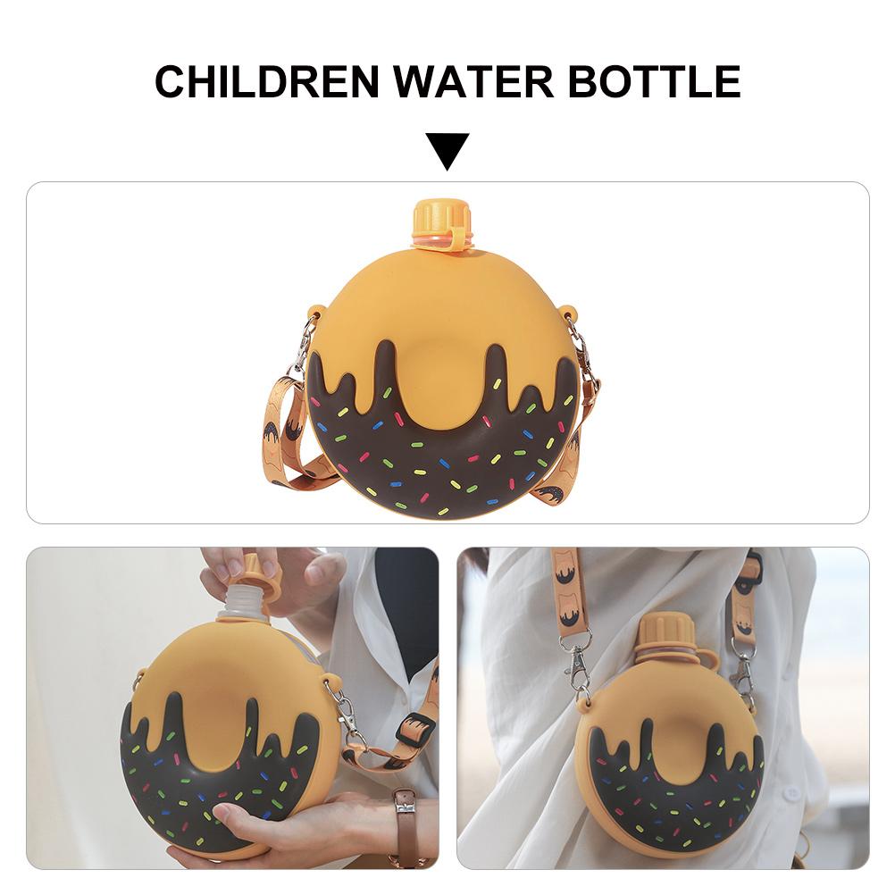 1 pc 250Ml Silicone Water Bottle Doughnut Shape Portable Drinking Cup For Water Bottle Lovely Pattern
