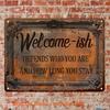 Welcome Metal Sign - Vintage Iron Wall Art with Pre-Drilled Holes for Home/Patio Decor, Ideal Housewarming Gift