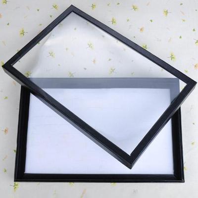 100Slots Caixa de exibição de anel Tampa transparente Grande capacidade Cartão Abotoaduras Bandeja de joias Vitrine de anel Acessório feminino