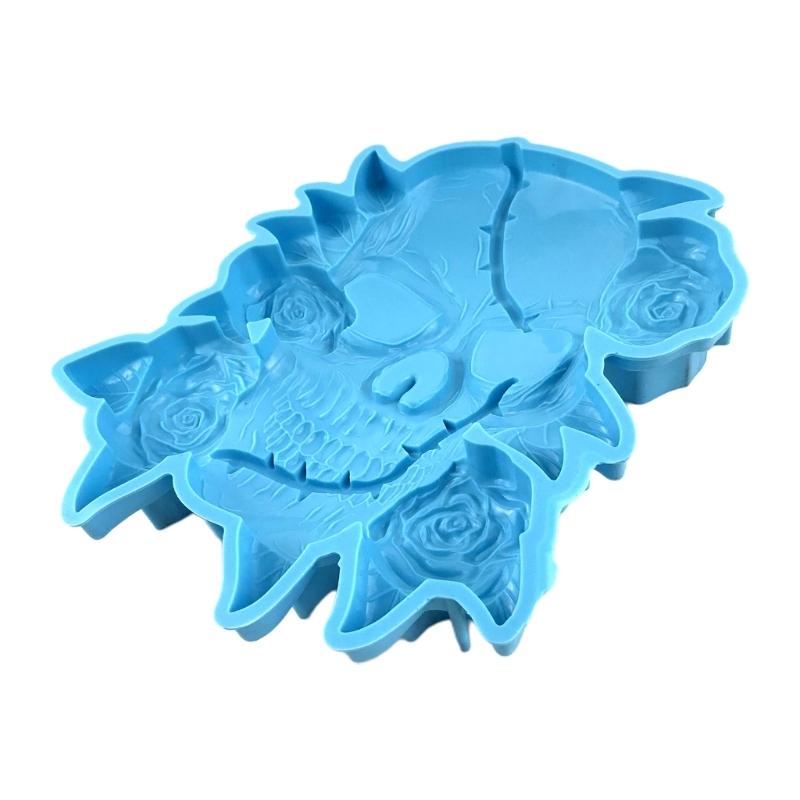 Skull Shape Ornament Crafts Silicone Mold Epoxy Jewelry Mold Resin Casting Pendant Mold Suitable for Diy Crafts 1 синий