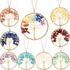Color Retaining Gold Hand Winding Natural Crystal Gravel Tree Of Life Necklace N104