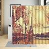 Retro Paris Tower Flower Oil Painting Shower Curtain Elegant Fabric Waterproof Bathroom Decor Screens Bath Curtains With 12 Hook