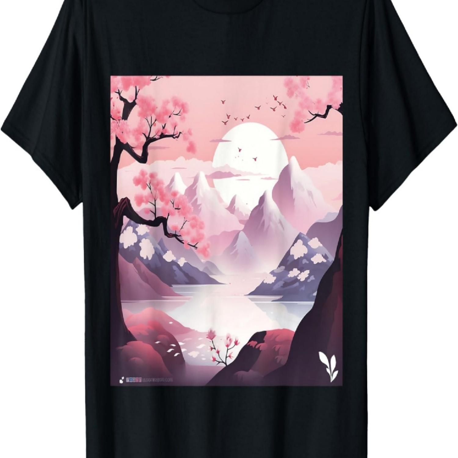 Pastel Dreams Unfold Tranquil Symphony with Cherry Blossoms T-Shirt(1) S