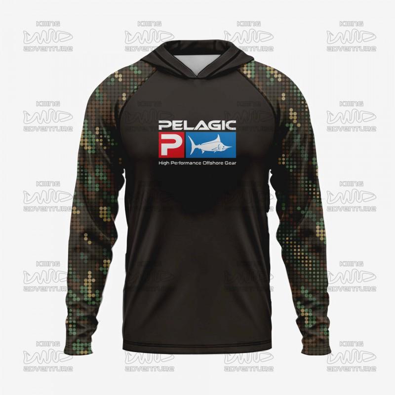 Mens Quick-Dry UV Protection Hooded Fishing Shirt Outdoor Sea Angling Lightweight Breathable Milk Silk Performance Top