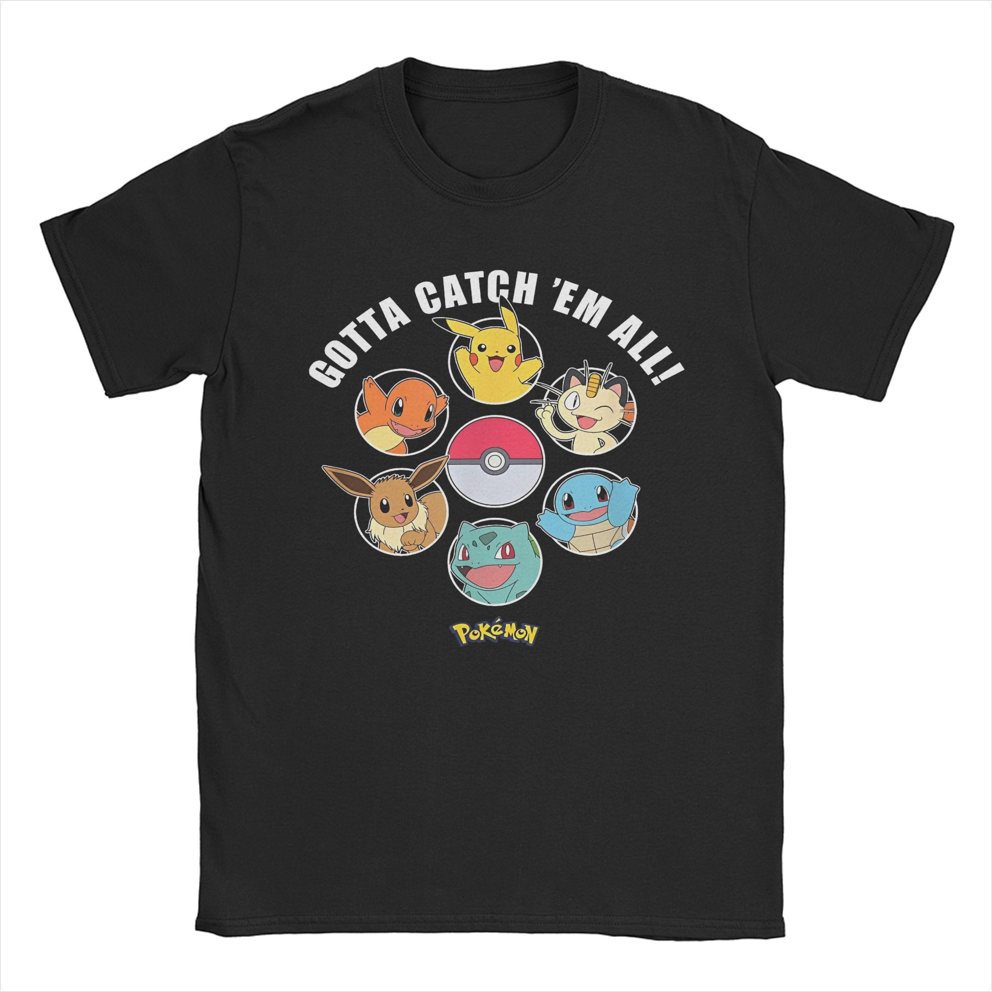 XIXI Fashion Pokemon T-shirt Heren 100% Katoen Casual T-shirts Ronde Hals T-shirt Korte Mouw Kleding Zomer L