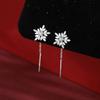 S999 Pure Silver Snowflake Tassel Hoop Earrings, Ear-Friendly, Lightweight Luxury, Versatile Slimming for Round Face, New Arrival Women's Earrings