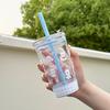 450ML Straw Cup Transparent Water Cup Cute Water Bottle  Home Office