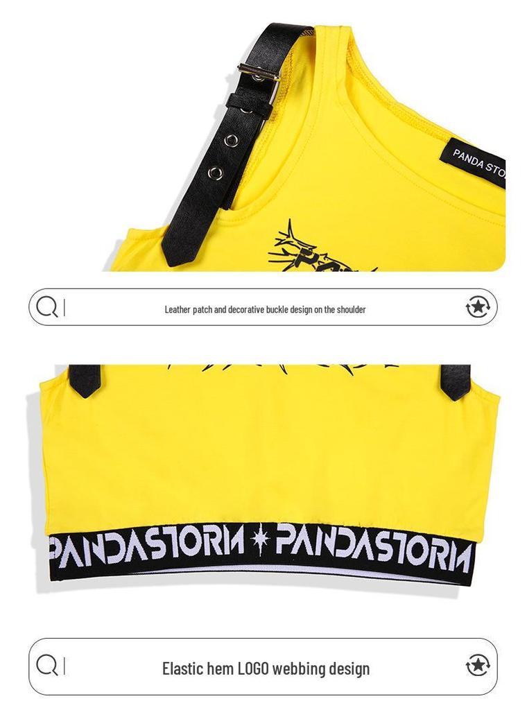 Kids' Hip Hop Street Dance Performance Outfit - Jazz Dance Fashion Show Drum Set Vest and T-shirt for Boys and Girls