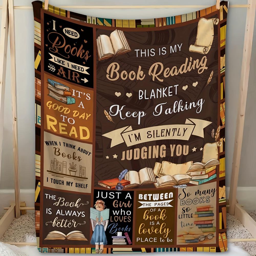 

GUOYU Blanket 1pc Brown Blanket Book Reading Printed Skinfriendly Warm Flannel Blanket for Home Living Room Decor for New Year Christmas Gift 75x100cm (30x40inch)