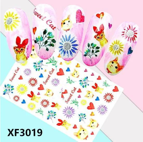 1 Sheet Colorful  Flowers and Animals  Water Transfer Slider for Manicure Nail Art Decoration Nail Sticker
