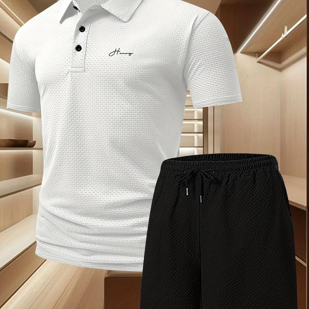 Mens Summer Track Suits 2 Piece Shorts Sets Short Sleeve Sweatsuit Outfits Golf Polo Shirts