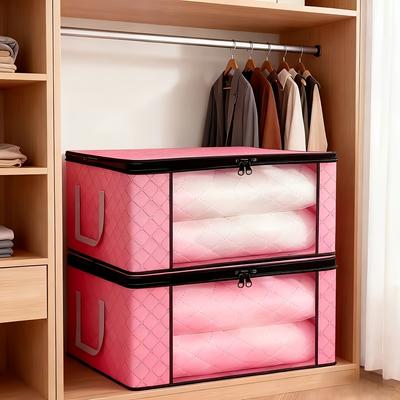 Rangement pliable extra large avec fenêtre transparente, couvercle zippé et poignées renforcées pour le rangement des vêtements