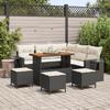 9-Piece Garden Sofa Set with Black Poly Rattan Acacia Cushions, 4-Piece Garden Dining Set 3363700