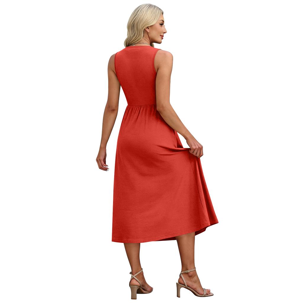 Women's Summer Dresses Maxi Dress Vacation Beach Sundresses  With Pockets