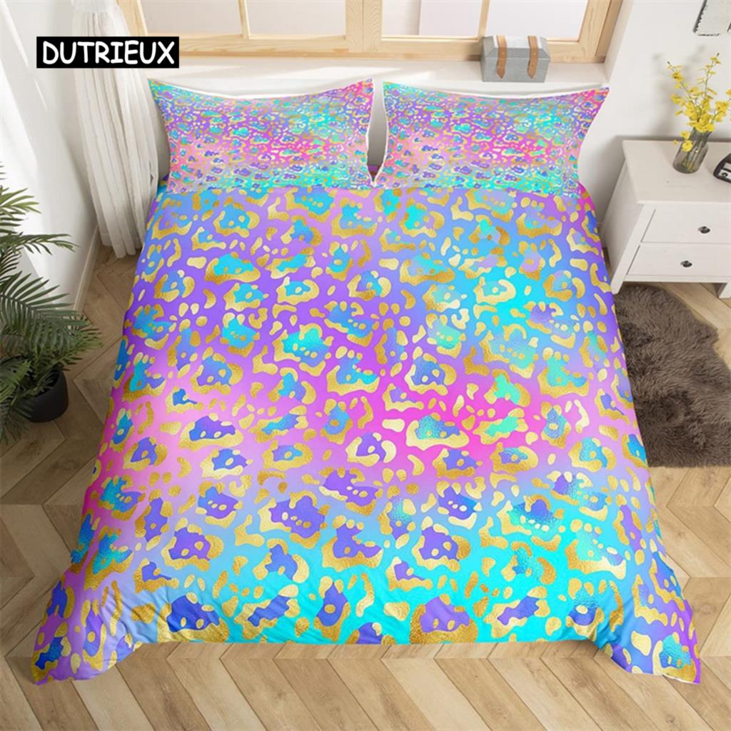 3D Leopard Print Duvet Cover Wild Animal Skin Comforter Cover Microfiber Zebra Stripes Bedding Set Queen For Kids Adults Bedroom