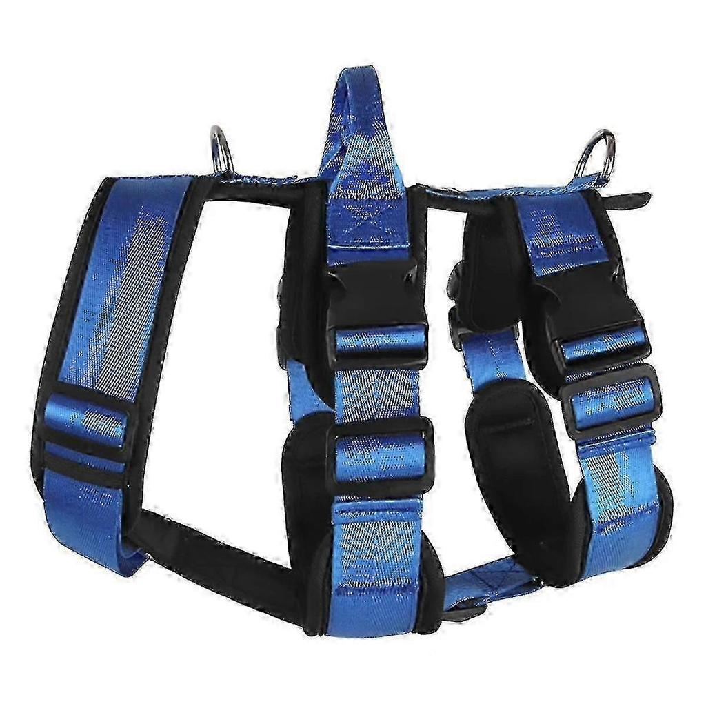 Durable Explosionproof Big Harness with Handle - Adjustable Chest Harness for Large Dogs, Blue, Size S - Comfortable Pet Gear
