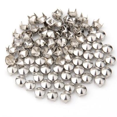 100 Adet Gümüş Bakır Yuvarlak Koni Perçin Başak Çiviler Noktalar DIY Kaya Punk 8mm