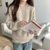 Laid-back Round-neck Pullover for Women Long-sleeved Loose Sweater for Women Solid-colored Inner Knitted Sweater for Autumn and Winter
